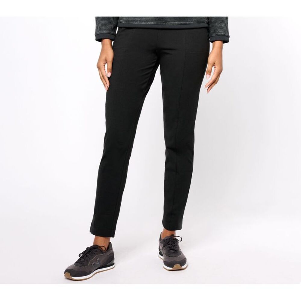 Denim & Co. Women's Pants Sz XS Tall Duo Any Day Slim Straight Pant Black